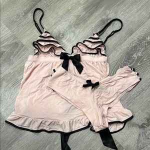Elegant Pink and Black Lingerie Set